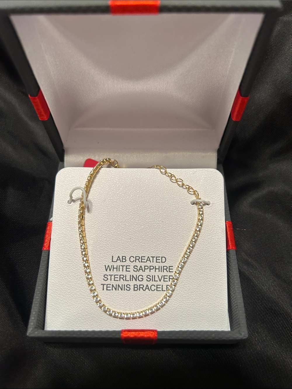 Gold over Silver White Sapphire tennis Bracelet